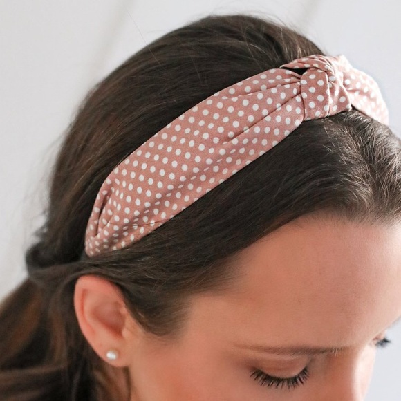 Pink & White Polka Dot Knotted Headband | Hairband - Picture 1 of 3